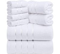 Utopia Towels - Juego de Toallas de Lujo de 8 Piezas, 2 Toallas de Baño, 2 Toallas de Mano y 4 Paños de Lavado, Juego de Toallas Altamente Absorbentes 97% Algodón Ring Spun(Blanco)