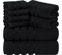 Utopia Towels - Juego de Toallas de Lujo de 8 Piezas, 2 Toallas de Baño, 2 Toallas de Mano y 4 Paños de Lavado, Juego de Toallas Altamente Absorbentes 97% Algodón Ring Spun(Negro)