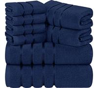 Utopia Towels - Juego de Toallas de Lujo de 8 Piezas, 2 Toallas de Baño, 2 Toallas de Mano y 4 Paños de Lavado, Juego de Toallas Altamente Absorbentes 97% Algodón Ring Spun(Azul Marino)