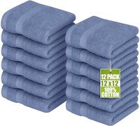 Utopia Towels - Juego de Toallas Premium (30 x 30 cm, Azul eléctrico) 100% algodón para la Cara, Toallas Altamente absorbentes y de Tacto Suave para la Punta de los Dedos (Paquete de 12)