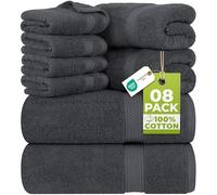 Utopia Towels - Juego de Toallas Premium de 8 Piezas, 2 Toallas de Baño, 2 Mano y 4 Toallitas - Algodón - para Casas, Hoteles y Spas, Altamente Absorbentes (Gris)