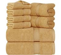 Utopia Towels - Juego de Toallas Premium de 8 Piezas, 2 Toallas de Baño, 2 Mano y 4 Toallitas - Algodón - para Casas, Hoteles y Spas, Altamente Absorbentes (Beige)