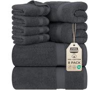Utopia Towels - Juego de Toallas Premium de 8 Piezas, 2 Toallas de Baño, 2 Mano y 4 Toallitas - Algodón - para Casas, Hoteles y Spas, Altamente Absorbentes (Gris)