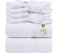 Utopia Towels - Juego de Toallas Premium de 8 Piezas, 2 Toallas de Baño, 2 Mano y 4 Toallitas - Algodón - para Casas, Hoteles y Spas, Altamente Absorbentes (Blanco)