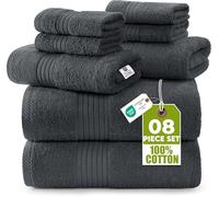 Utopia Towels: Juego de Toallas Premium de 8 Piezas, 2 Toallas de baño, 2 Toallas de Mano y 4 Paños de Lavabo. Algodón. para hogares, Hoteles y Spas y Super Absorbentes (Gris)