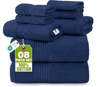 Utopia Towels: Juego de Toallas Premium de 8 Piezas, 2 Toallas de baño, 2 Toallas de Mano y 4 Paños de Lavabo. Algodón. para hogares, Hoteles y Spas y Super Absorbentes (Azul)