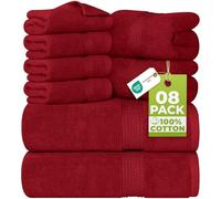 Utopia Towels - Juego de Toallas Premium de 8 Piezas; 2 Toallas de baño, 2 Toallas de Mano y 4 toallitas - Algodón - Calidad del Hotel, súper Suave y Altamente Absorbente (Rojo)