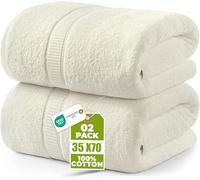 Utopia Towels - Pack de 2 Toallas de Baño Jumbo de Lujo (90 x 180 CM, Negro) - 100% Algodón Ring Spun, Altamente Absorbente, Suave y de Secado Rápido (Marfil)