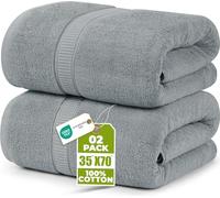 Utopia Towels - Pack de 2 Toallas de Baño Jumbo de Lujo (90 x 180 CM, Negro) - 100% Algodón Ring Spun, Altamente Absorbente, Suave y de Secado Rápido(Gris frío)