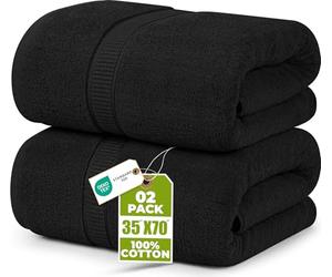 Utopia Towels - Pack de 2 Toallas de Baño Jumbo de Lujo (90 x 180 CM, Negro) - 100% Algodón Ring Spun, Altamente Absorbente, Suave y de Secado Rápido(Negro)