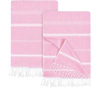 Utopia Towels Pack de 2 Toallas de Playa Turcas (100x180 CM), 100% Algodón Manta de Playa de Secado Rápido Absorbente Ligera y Sin Arena para Viaje y Piscina (Rosa)