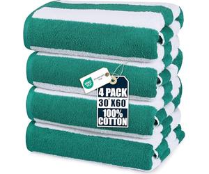 Utopia Towels Paquete de 4 Toallas de Playa a Rayas Cabana, 30 x 60 Pulgadas, Toallas de Piscina de Gran tamaño, 100% algodón Hilado en Anillo, Toallas de baño Altamente absorbentes de Secado rápido