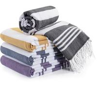 Utopia Towels - Paquete de 4 Toallas turcas de Playa (40 x 72 Pulgadas) - Toalla turca de Gran tamaño 100% algodón, sin Arena, de Secado rápido, prelavada para una sensación Suave, Toalla peshtemal