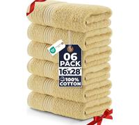 Utopia Towels Toallas de Mano Gruesas de Color Beige, 100% algodón Peinado Hilado en Anillo, extragrandes, 600 gsm, Ultra Suaves y Altamente absorbentes, Calidad de Hotel y SPA (Paquete de 6, 16 x 28