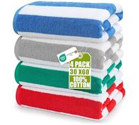 Utopia Towels - Toallas Playa Grandes 76 x 152 cm (Paquete de 4) (Azul, Gris, Rojo y Verde)