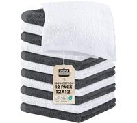 Utopia Towels UT0941 - Juego de 24 Toallas faciales de algodón Hilado en Anillo, Toallas faciales de Franela, Altamente absorbentes y Suaves al Tacto (Paquete de 12, Gris, Blanco)