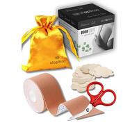 UTOPIKOO® Boob Tape. Cinta Adhesiva Pecho 5m + 12 Cubre Pezones Saten + Bolsita Viaje- Set Premium Pezoneras Adhesivas Invisibles Sujetador Adhesivo Invisible Cinta Pecho Adhesiva