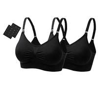 UtopyaUK Paquete de 1/2/3 sujetador de maternidad sin costuras para lactancia materna acolchada copa de gota para dormir cómodo sujetador corto sin alambre, 2 Negro, M