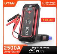 UTRAI 2500A arrancador de batería de coche banco de energía portátil 10W cargador inalámbrico luz LED martillo de seguridad arrancador de batería de coche JS-4 2500A
