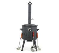 Utschak Uchag - Horno de fuego de 40 cm de diámetro, 2 mm, acero con kazan uzbeko de 12 l, cucharón y cucharón para Plov 48 cm Казан Учаг Kazan Asia (Set 4)