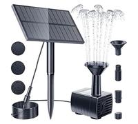 UTTASU Bomba solar para estanque, 5 W, 5 V, máx. 160 L/h, altura de pulverización de 50 cm, motor sin escobillas para estanques de jardín, baños de pájaros y elementos de agua