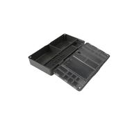 UTTASU Caja de aparejos de pesca de carpas con 10 alfileres, compartimento profundo para carretes de gancho, herramientas y tijeras, sistema de almacenamiento compacto de 24 x 12,5 x 5,3 cm para