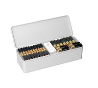 UTTASU Caja organizadora de pilas para 54 pilas AA/AAA con probador, resistente a los golpes, con inserto de espuma y asa, color blanco