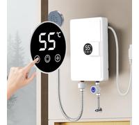 UTTASU Calentador de agua eléctrico rápido de 5500 W para baño montado en la pared con pantalla LCD