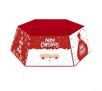 UTTASU Collar de árbol de Navidad de metal con diseño festivo de árbol de copo de nieve de Papá Noel, base de anillo de falda de tela no tejida para decoración navideña, grande 60 x 80 x 25 cm, para