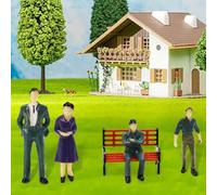 UTTASU Figuras pintadas de personas a escala 1:87 para trenes de tren, escenas callejeras y dioramas con 8 bancos, juego de 50 pasajeros y accesorios
