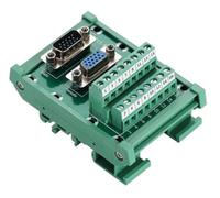 UTTASU HDP15-MG6 - Adaptador VGA macho/hembra para montaje en carril DIN, contactos dorados, tamaño de cuadrícula de 5,0 mm, AWG 16-26, temperatura de funcionamiento de -20 °C a 70 °C, color verde