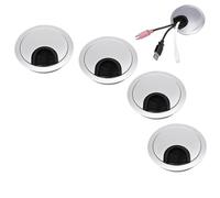 UTTASU Inserto de ojal redondo de 60 mm con placa de cubierta de acero cepillado para una ordenada gestión de cables en escritorios de oficina, encimeras y mostradores de ventas, paquete de 4