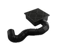 UTTASU Juego de conductos de entrada de construcción plana para subsuelo, 9,05 x 9,05 pulgadas con tubo flexible de 5,1 pies, desagüe de agua de lluvia para césped, terrazas y caminos, color negro
