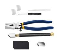UTTASU Kit de herramientas de corte de vidrio con alicates de precisión y cortador de alimentación de aceite para proyectos de vidrio y azulejos, control de presión ajustable, agarre de goma, juego de
