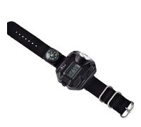 UTTASU Luz de muñeca recargable portátil con función de reloj, 4 modos SOS, correa de nailon ajustable para camping, correr y aventura nocturna, color negro