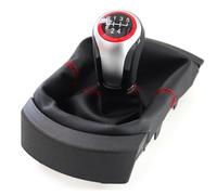 UTTASU Pomo de palanca de cambios y soporte para asiento para Ibiza 2002 2010, cubierta de cuero para maletero con costuras rojas para un interior elegante