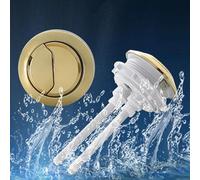 UTTASU Pulsador de inodoro de doble descarga de 48 mm para cisterna, mecanismo de descarga de baño de cabeza redonda dorada, construcción de plástico, funcionamiento suave y fiable