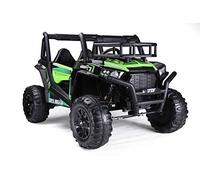 UTV 24V, Verde, Dos Asientos de Cuero, Mando a Distancia de 2,4Ghz, 2 X 200 W Motores, Freno eléctrico, Luces LED, Ruedas de EVA Suaves con suspensión, Reproductor de MP3 con USB/SD