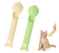 UTXN 2 cucharas para golosinas para gatos, cuchara para apretar en tiras para gatos, cuchara de alimentación para golosinas para gatos, comedero para apretar en tiras para gatos (amarillo/verde)