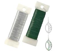 UTXN 2 Piezas de Alambre de floristería, 50 m, 0,35 mm, Suministros para Hacer Coronas, Rollo de Alambre Floral, Alambre para floristería, Alambre para Manualidades navideñas (Verde y Plateado)