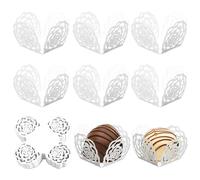 UTXN 50Pzs Papel de Envolver Trufas de Chocolate, Papel Blanco Rosa Trufas Petit Four Cases,Mini Cupcake Cases Envoltorios Dulces Envoltorios de Chocolate Muffin Cases, para Fiesta Boda Cumpleaños