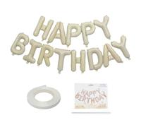 UTXN Cream Pancarta de Globos Happy Birthday - Letras de Aluminio de 16 Pulgadas (13 Piezas) con Cinta y Pajita, Decoraciones Neutras Beige para Fiestas de Niños y Adultos