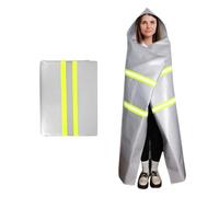 Utypee Capa ignífuga de emergencia con capucha, manta ignífuga de fibra de vidrio recubierta de silicona plateada, 59 x 47 pulgadas, cubierta de seguridad resistente al calor para escape, manta
