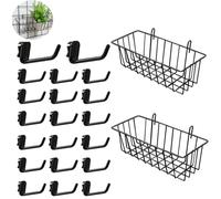 UtySty Paquete de 2 paneles de rejilla para colgar cestas de alambre con ganchos de plástico para soporte de exhibición de rejilla, estante de pared, estante de rejilla de fotos, tienda comercial