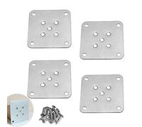 UtySty Paquete de 4 placas de montaje para patas de muebles, patas de madera, soporte de conector plano en T, base de fijación con tornillos para sofá, gabinete, silla, sofá, reparación de asientos,