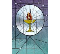 UU Chalice Journal - Blank Writing Diary with dot grid for Unitarian Universalists: featuring "The Chalice and The Flame" stained glass artwork at moonrise