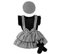 UUAISSO Conjunto de Ropa Para Bebé Niña Pequeña Top de Punto Acanalado sin Mangas Falda con Tirantes y Gorro Negro 18-24 meses