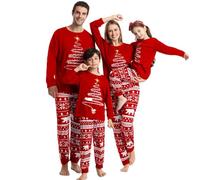 UUAISSO Conjuntos de Pijamas Navideños para Familias Ropa Navideña Navideña para Hombres Mujeres y Niños Pijamas de Manga Larga Rojo bebé 12-18 Meses