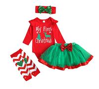 UUAISSO Ropa de Navidad Para Bebé niña My 1st Christmas Mameluco y Falda de Manga Larga Lindos Conjuntos de Ropa Navideña de Invierno verde 0-3 meses