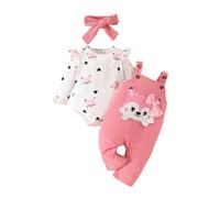 UUAISSO Ropa Para Niñas Pequeñas Tops Florales Mono Peto de Oso Mono Ajustable Conjunto de Conjuntos zorro rosa 6-12 meses